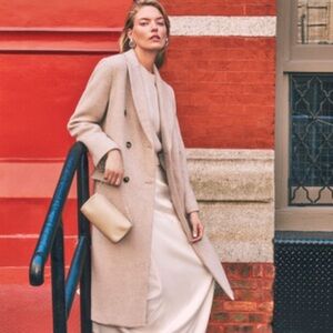 Reformation Paley Double Breasted Coat, Size Small, Beige NWT